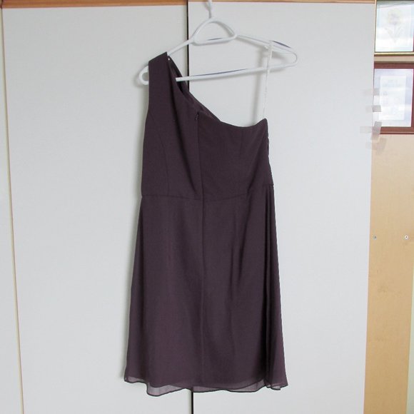 David's Bridal Purple Silk Chiffon One-Shoulder Dress NYE Size 10 - Picture 3 of 9